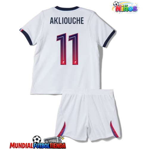 Camiseta Paris Saint-Germain Maghnes Akliouche #11 Segunda Equipación Replica 2026-27 para niños mangas cortas (+ Pantalones cortos)